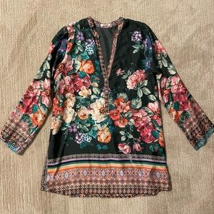 Beautiful Johnny Was 100% Silk Top - like new!